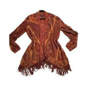 Lucky Brand Women's Cardigan- M - Aztec Print - Open Front - Textured Knit - EUC